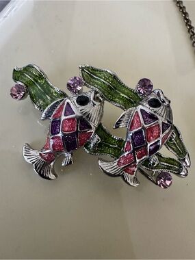 Vintage koi enamel fish  brooch